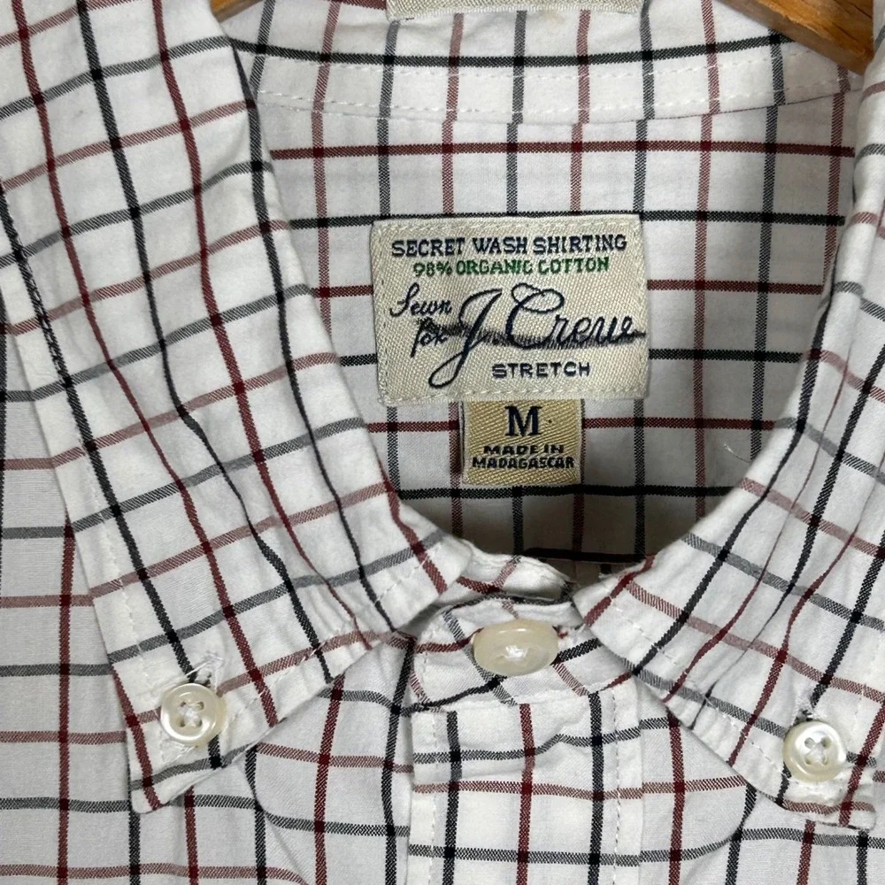 J‎ Crew Slim Fit Organic Cotton Stretch Button Down Shirt Mens Medium Checkered